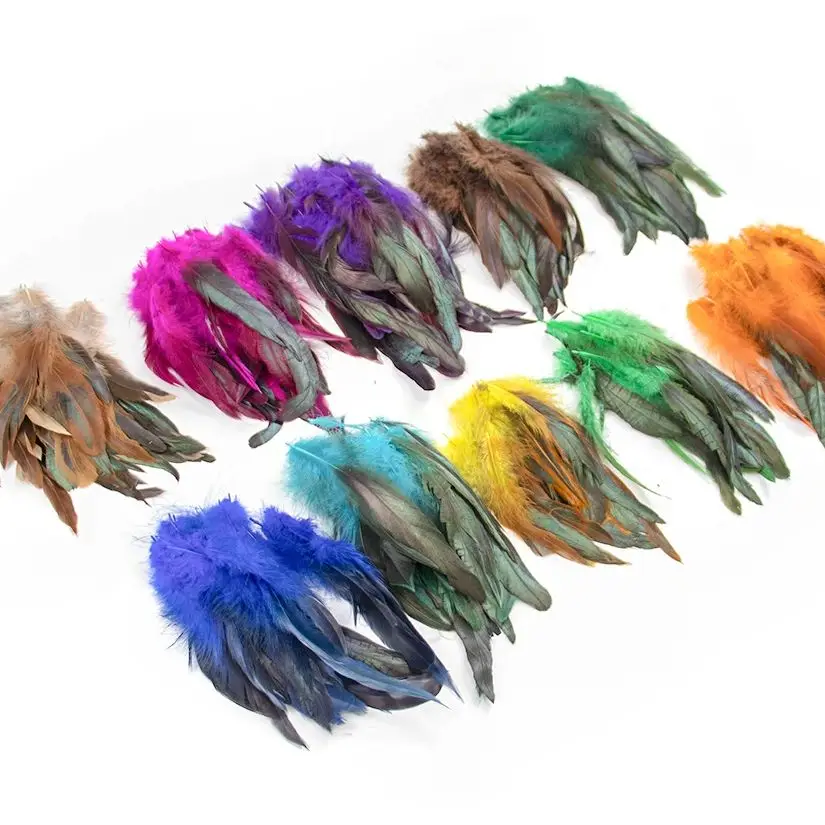 Piume di pollo di gallo colorate naturali all\'ingrosso per artigianato che fanno gioielli Dream Cather Cock Feather decorazione creativa