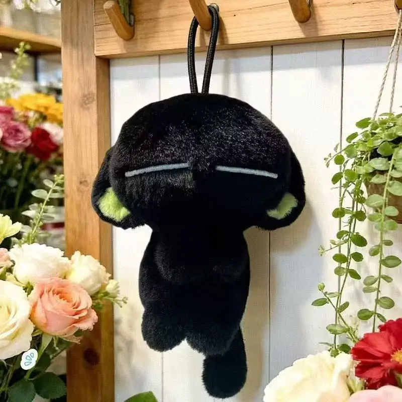 Cute Black Cat Plush Keychain Soft Stuffed Doll Bag Charm Backpack Pendant Hanging Ornament Kawaii Cartoon Animal Gift for Girls