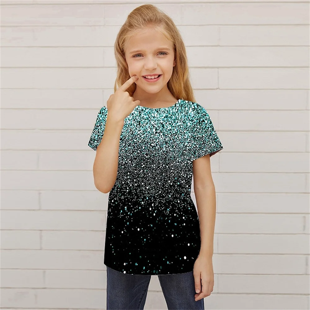 Baby Girl T-Shirt Summer Casual Comfortable Breathable Short Sleeve 3d Printed Fun Girls' T-Shirt Children'sclothing