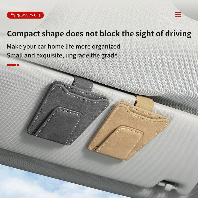 Dream Car HomePremium Sunglasses Holder Charm Leather Magnetic Eyeglass Clip Portable Car Sun Visor Multifunctional Glasses Orga