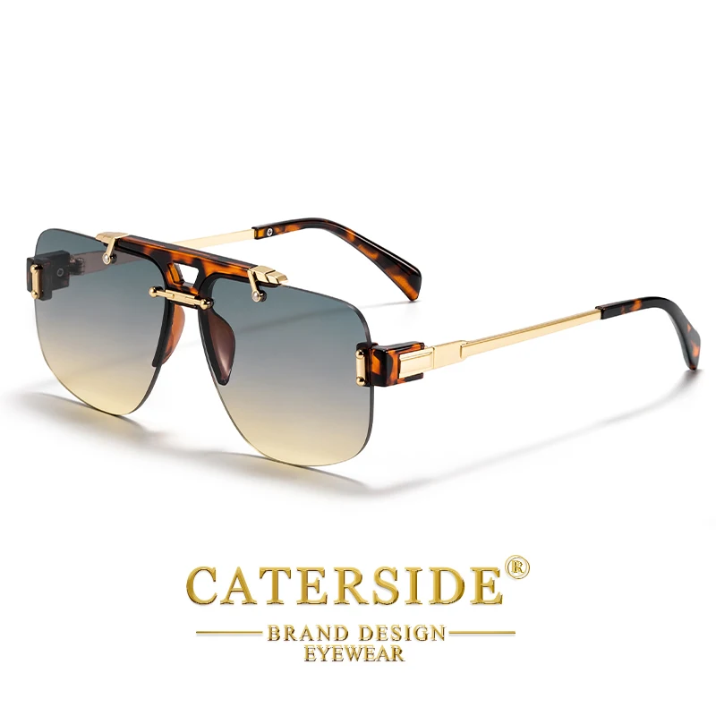 Caterside óculos de sol masculino plano ponte dupla design piloto óculos de sol moda na moda feminina festa decoração óculos uv400