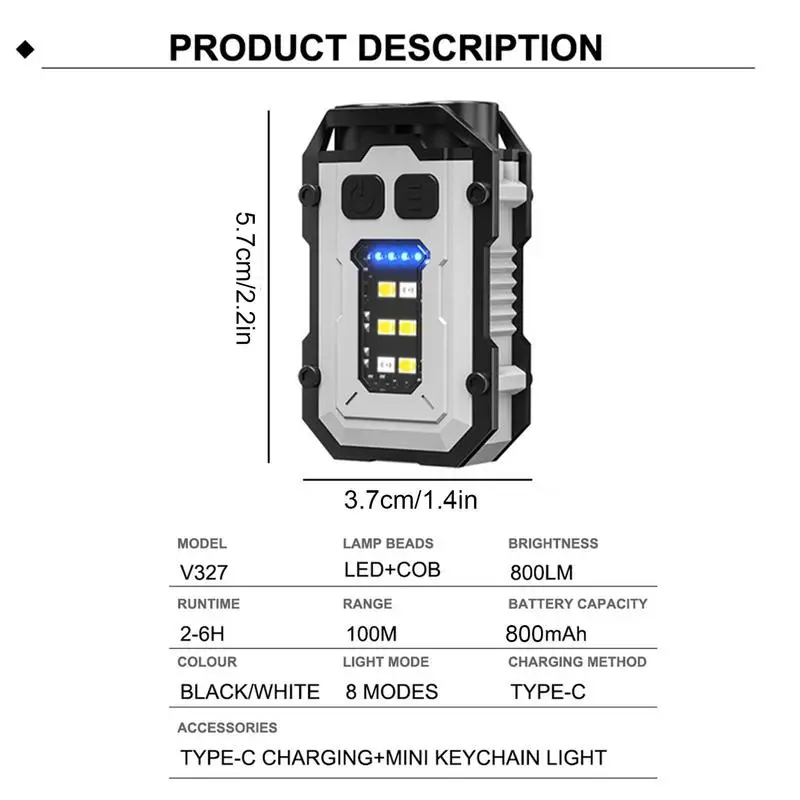 Imagem -06 - Mini Led Keychain Lanterna Modos Pequenas Lanternas Chaveiro Led Light 800lumens