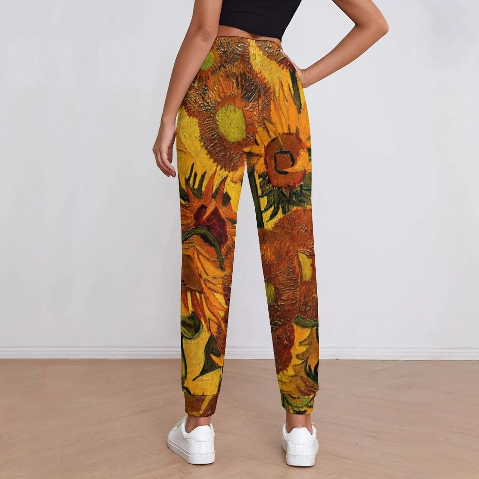 Van Gogh Pants Womens Vase With Sunflowers Casual Joggers Autumn Custom Aesthetic Oversize Trousers Birthday Gift