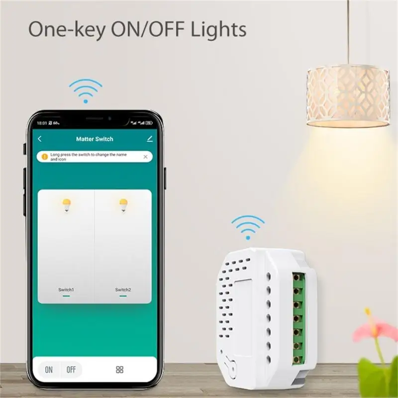 96gf ذكي مستشعر WiFi Matter مفتاح ضوء WiFi لإدارة أجهزة التشغيل الآلي للمنزل