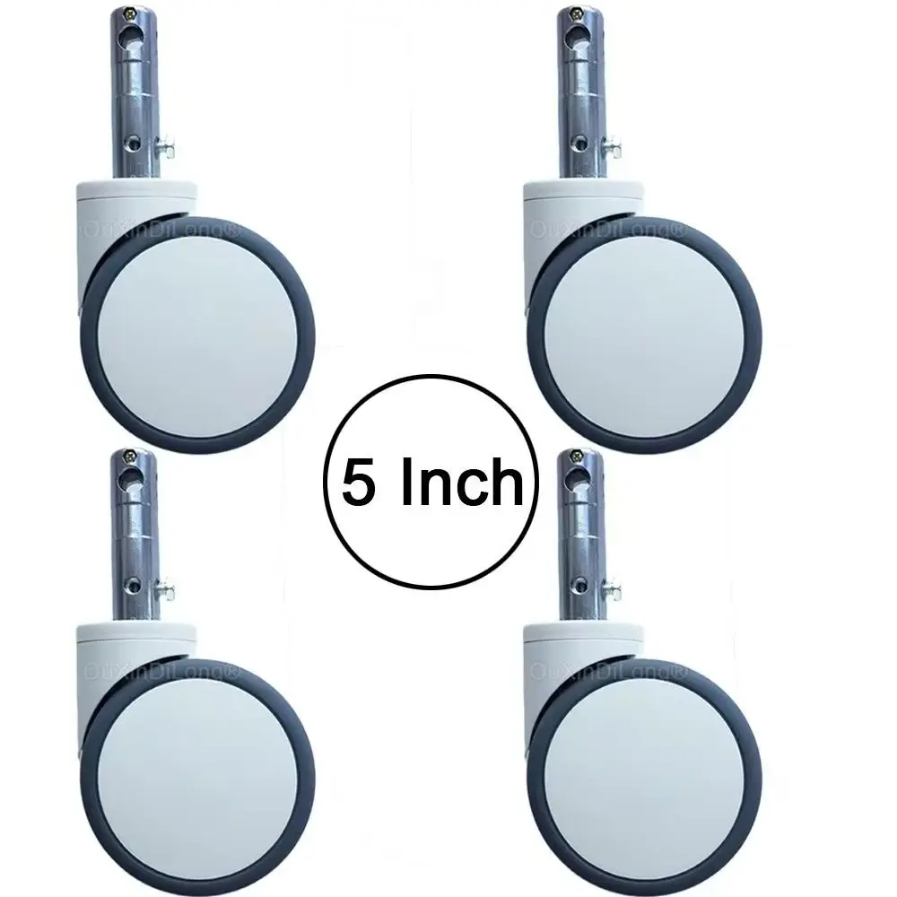 4PCS 5'' Medical Bed Casters Plunge Double Disc Wheels Precision Instrument Silent Rollers Nursing Bed Medical Equipment Wheels