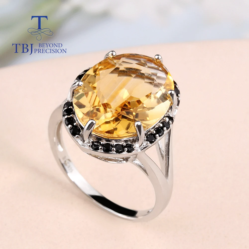 

Light luxury natural citrine large gemstone ring Women's fine jewelry anniversary gift 925 Sterling Silver