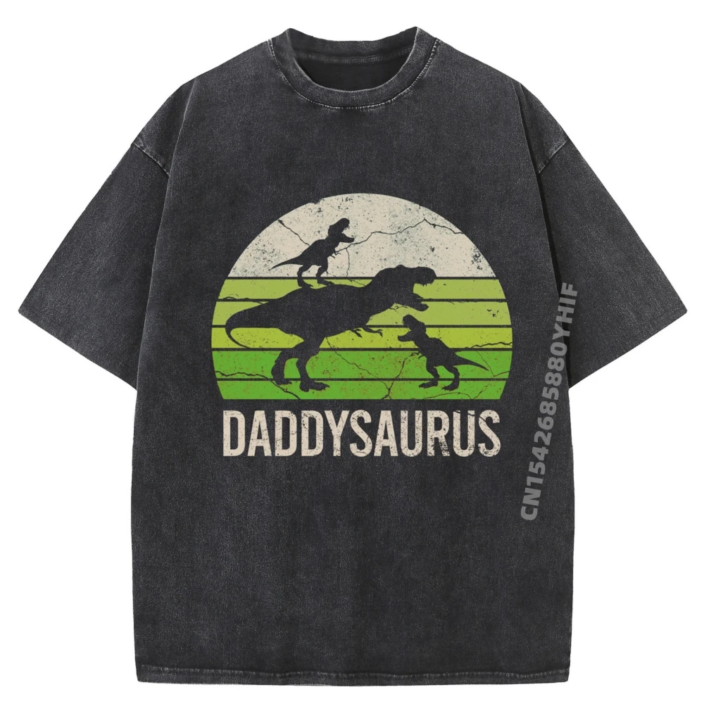 

Daddy Dinosaur Funny Dad Daddysaurus 2 Two 2025 Graphic Tees New In Tops & Tees Mens Breathable Washed Shirt
