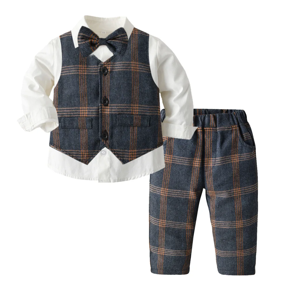 

Children's Garment~Gentleman Bowtie Decorated Boys 3-piece Vest Set 3506