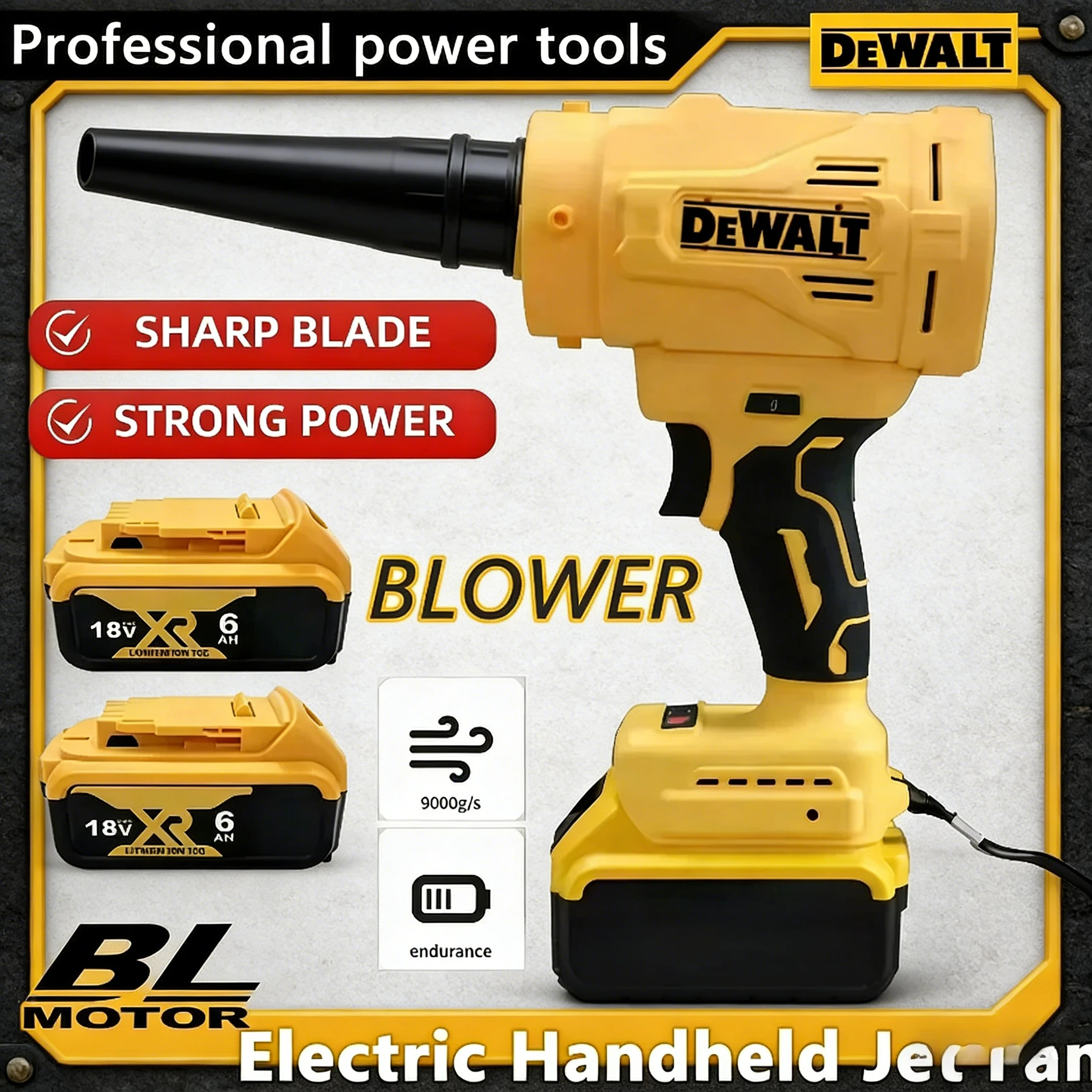 

Высокоскоростной бесщеточный электрический воздуходув Dewalt Jet Turbo Fan 130000 об/мин, мощный беспроводной вентилятор-воздуходувка для аккумулятора Dewalt 18В