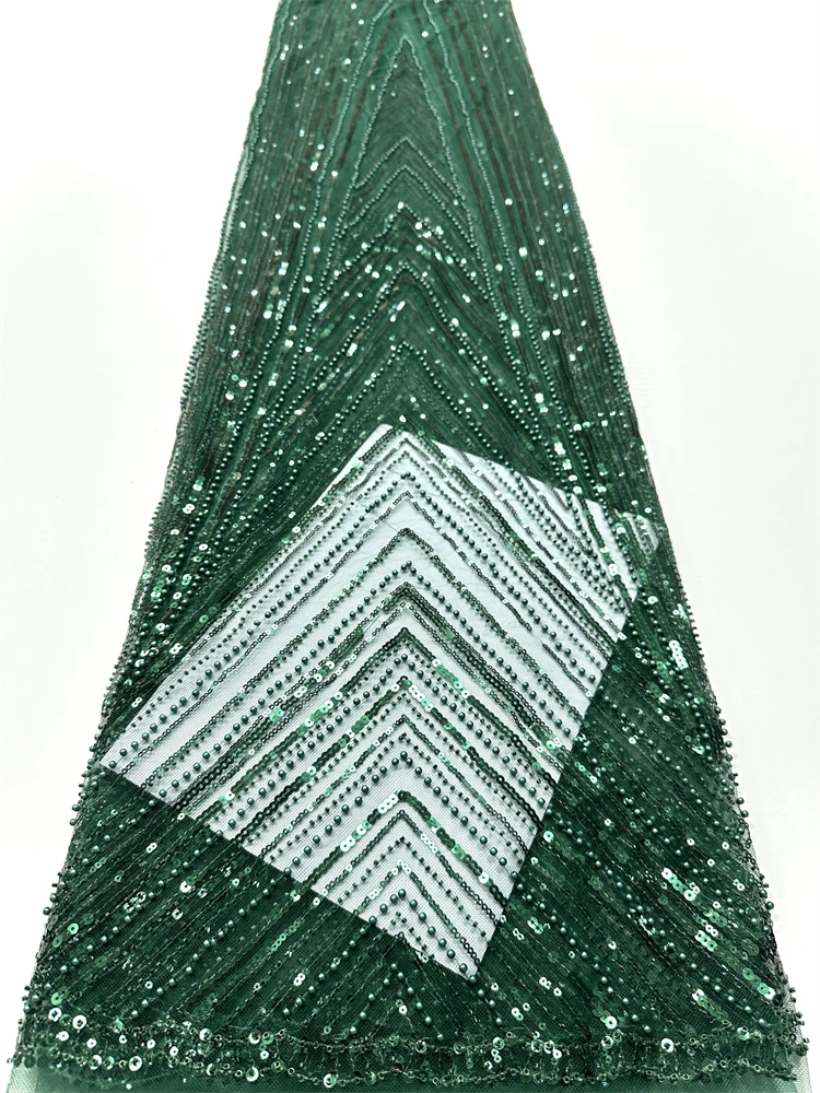 2025 فاخر الأفريقي الترتر مطرز أقمشة الدانتيل عالية الجودة العريس النيجيري الزفاف الزفاف التطريز الفرنسية تول الخياطة