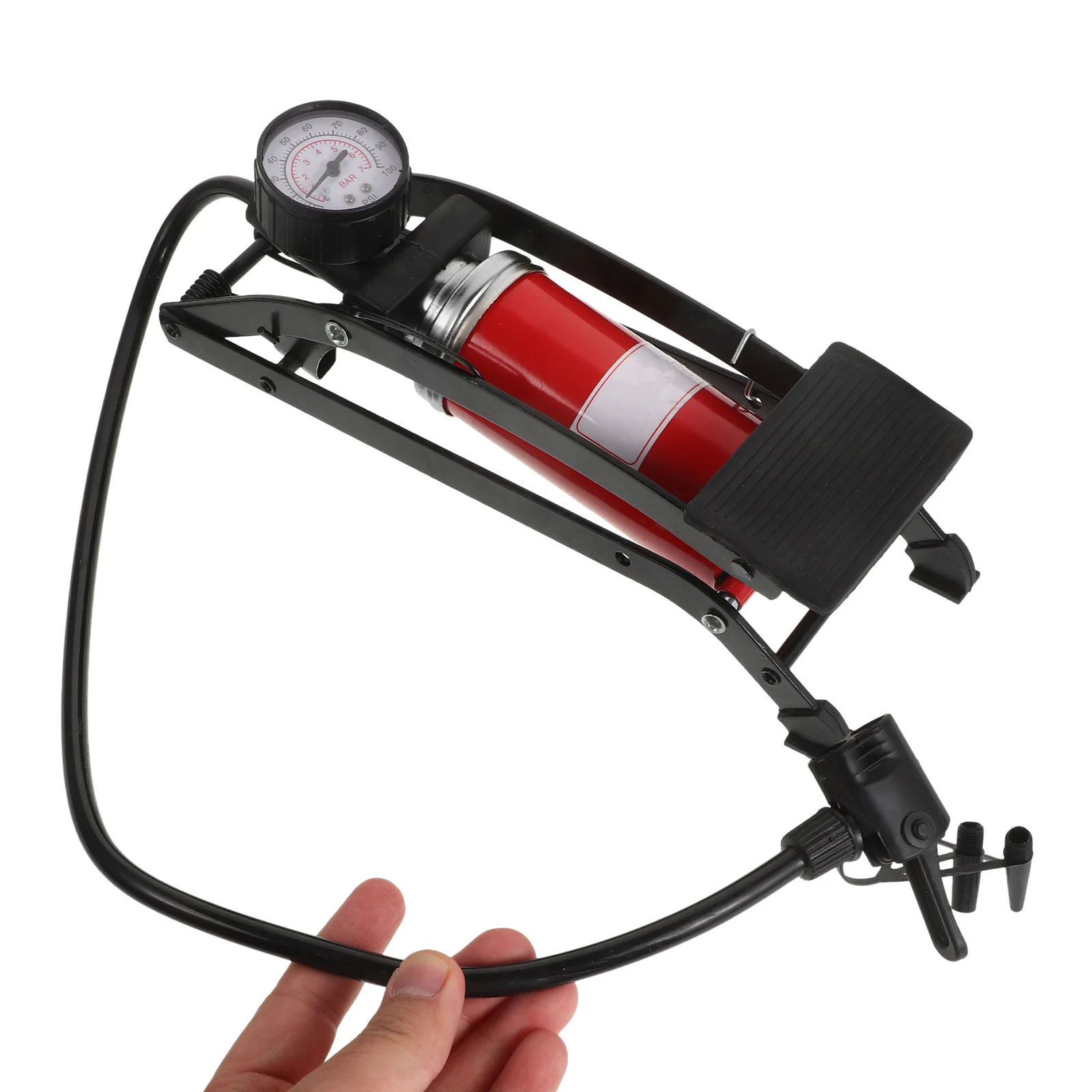 1 قطعة مضخة القدم الضغط العالي لإطارات السيارة دراجة نارية نافخة مع مقياس الضغط المضادة للانزلاق دواسة مضخة هواء أرضية للمركبات #4
