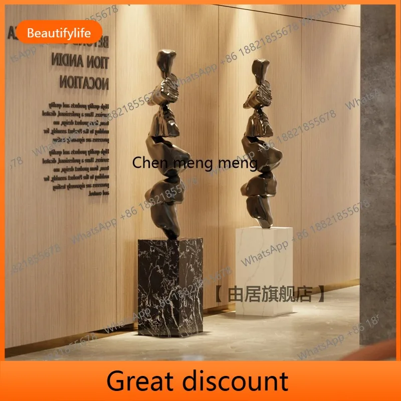 M02 Wabi-sabi wind comes and goes, living room large ornament floor sculpture art hotel decoration
