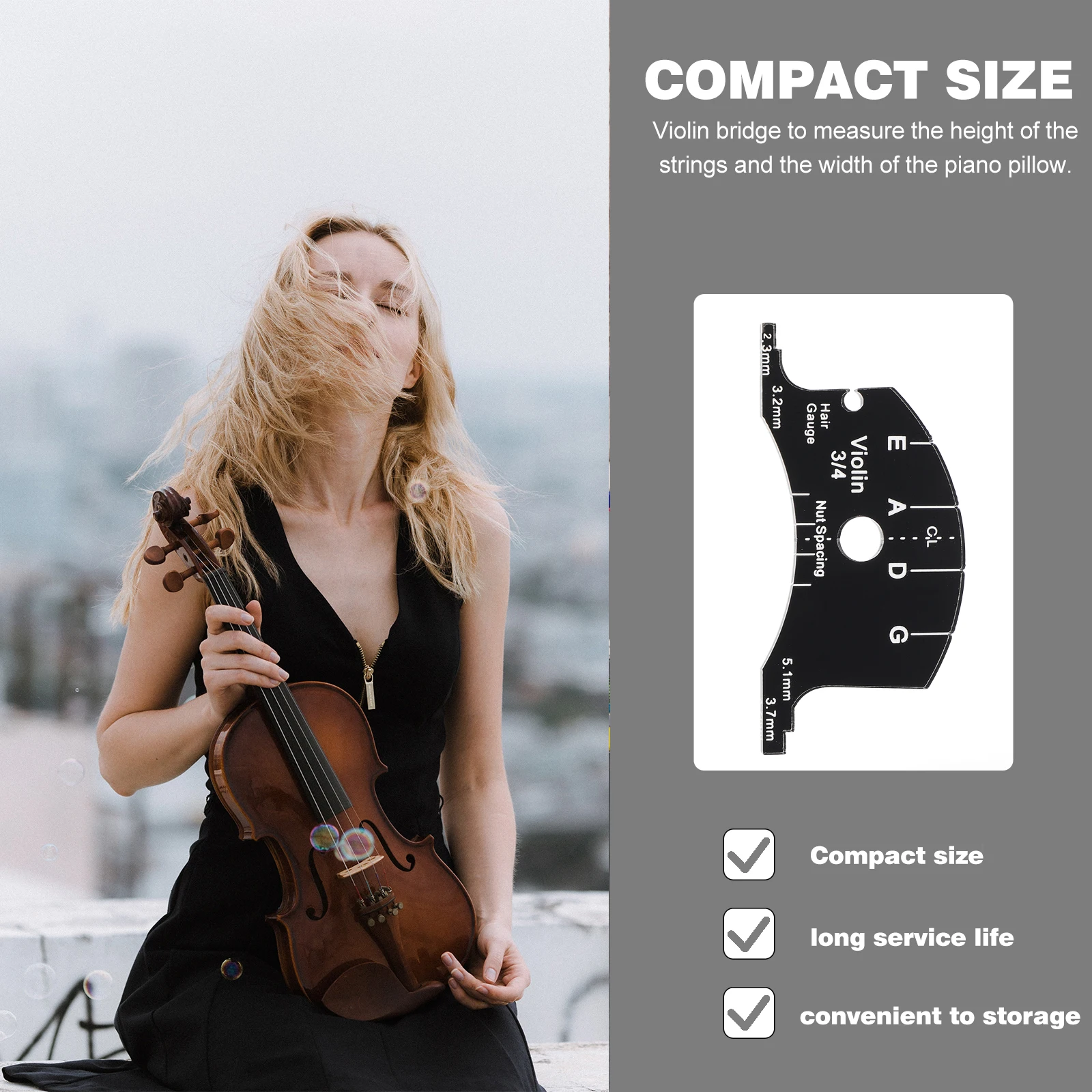 

Violin Bridge Template Multifunctional Measuring Ruler Piano Pillow String Height Durable Premium Material Violin Part Accessory