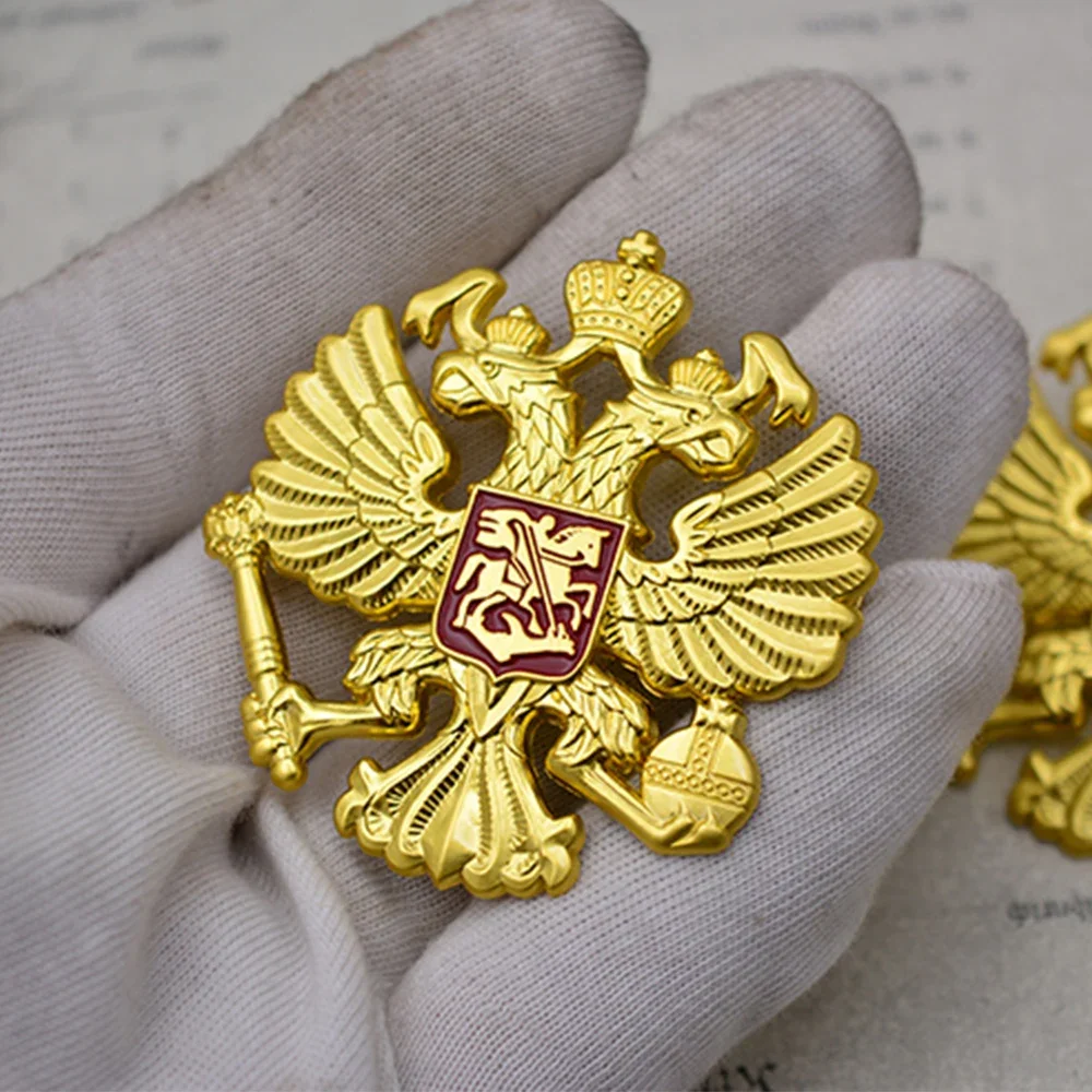 Russia Double-Headed Eagle Medal Cockade USSR Hat Badge Metal Brooch Pin