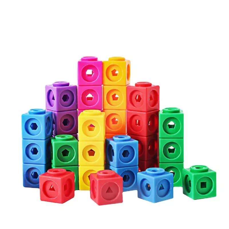 Montessori Math Toys 10 Colors Rainbow Link Cubes Snap Stacking Game Educational Learning For Children Diy 3D Puzzle