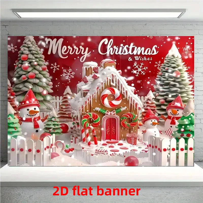 Festive Christmas Wall Backdrop Banner Photo Booth Decoration Xmas Party Scene Wallpaper Tapestry Background for Home Holiday