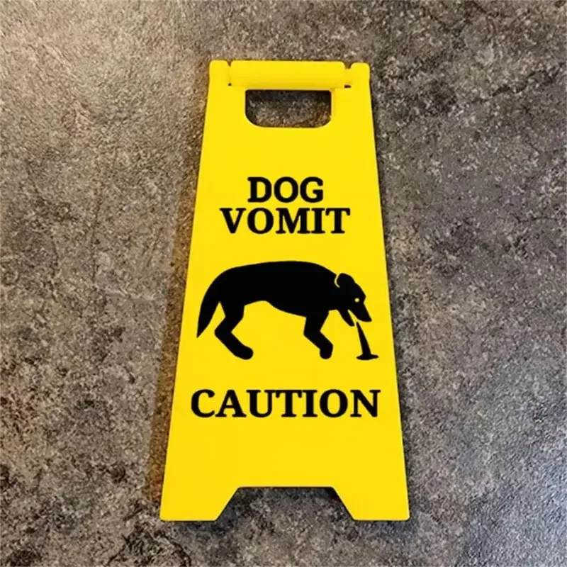 Fashion Funny Cat Vomit Sign Bright Yellow Gift Warning Sign Yard Signs