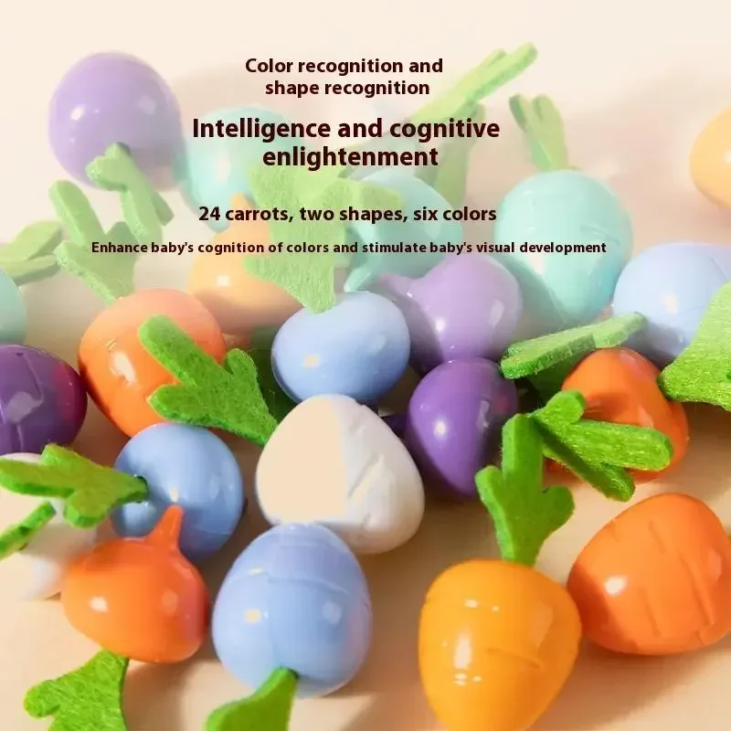 1 Set Montessori Toddler Baby Pull Out Radish Toys Memory Sorting Fine Motor Skills Education Fun Carrot Harvest Desk Game