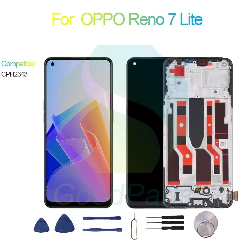 Dla OPPO Reno 7 Lite ekran wymiana wyświetlacza 2400*1080 CPH2343 Reno 7 Lite LCD dotykowy Digitizer montaż