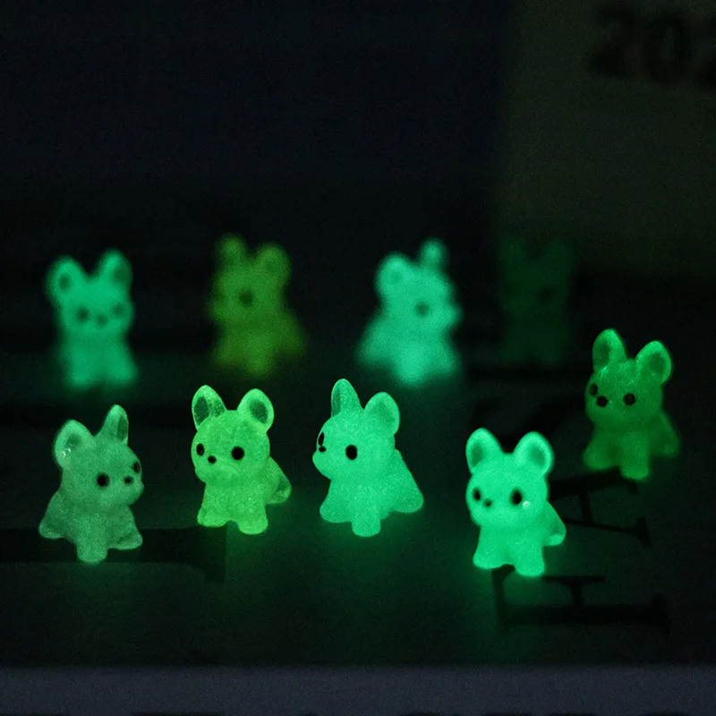 100PCS Mini French Bulldogs Glow At Night Miniature Bulldog Figurines Desktop Decoration Kawaii Dogs Home Decor Fairy Garden