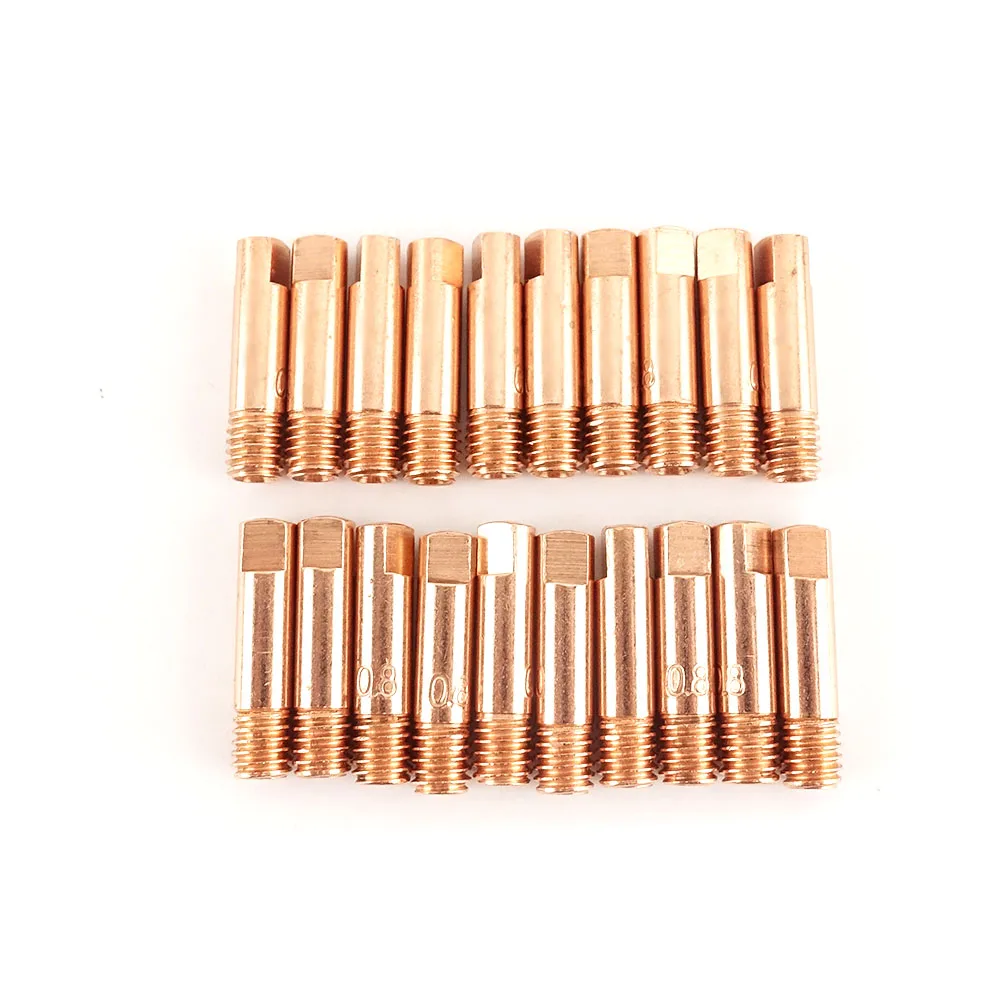 20Pcs 15AK Contact Tips Ecu Lasser Verbruiksartikelen 0.6 0.8 0.9 1.0 1.2Mm M6x25mm Mag Accessoire Voor Mig Lassen torch