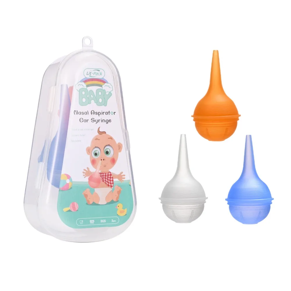 Disposal Nasal Aspirator Ear Syringe Food Grade Reusable Booger Sucker for Baby  & Adult  Easy to Clean 3 PCS Assorted Color