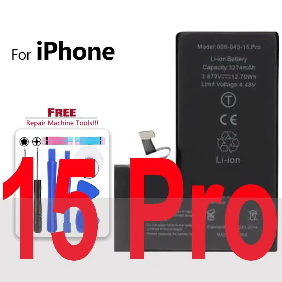 

Аккумулятор мобильного телефона большой емкости для Apple Iphone 15 Pro 3274 мАч, надежная замена