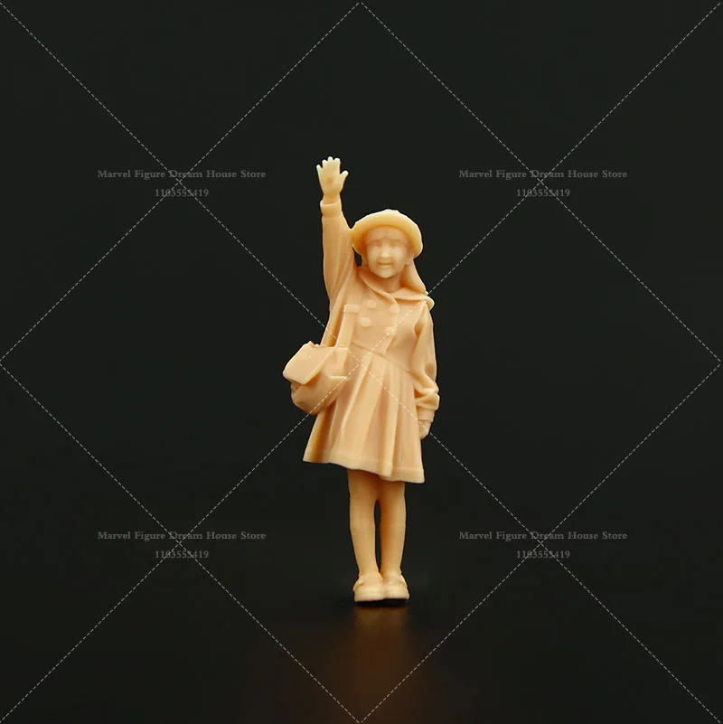 A460 1/64 1/43 مقياس دمى المشهد المصغر الحرم الجامعي صورة لطيف طلاب المدارس الابتدائية غير معلمة الأبيض نموذج لجسم صغير #3