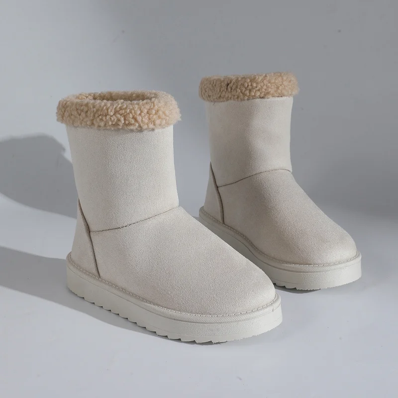 حجم كبير أحذية الثلوج سميكة سوليد للنساء العصرية تنوعا غامض أحذية دافئة 2025 الخريف والشتاء أحذية قطنية الموضة الجديدة