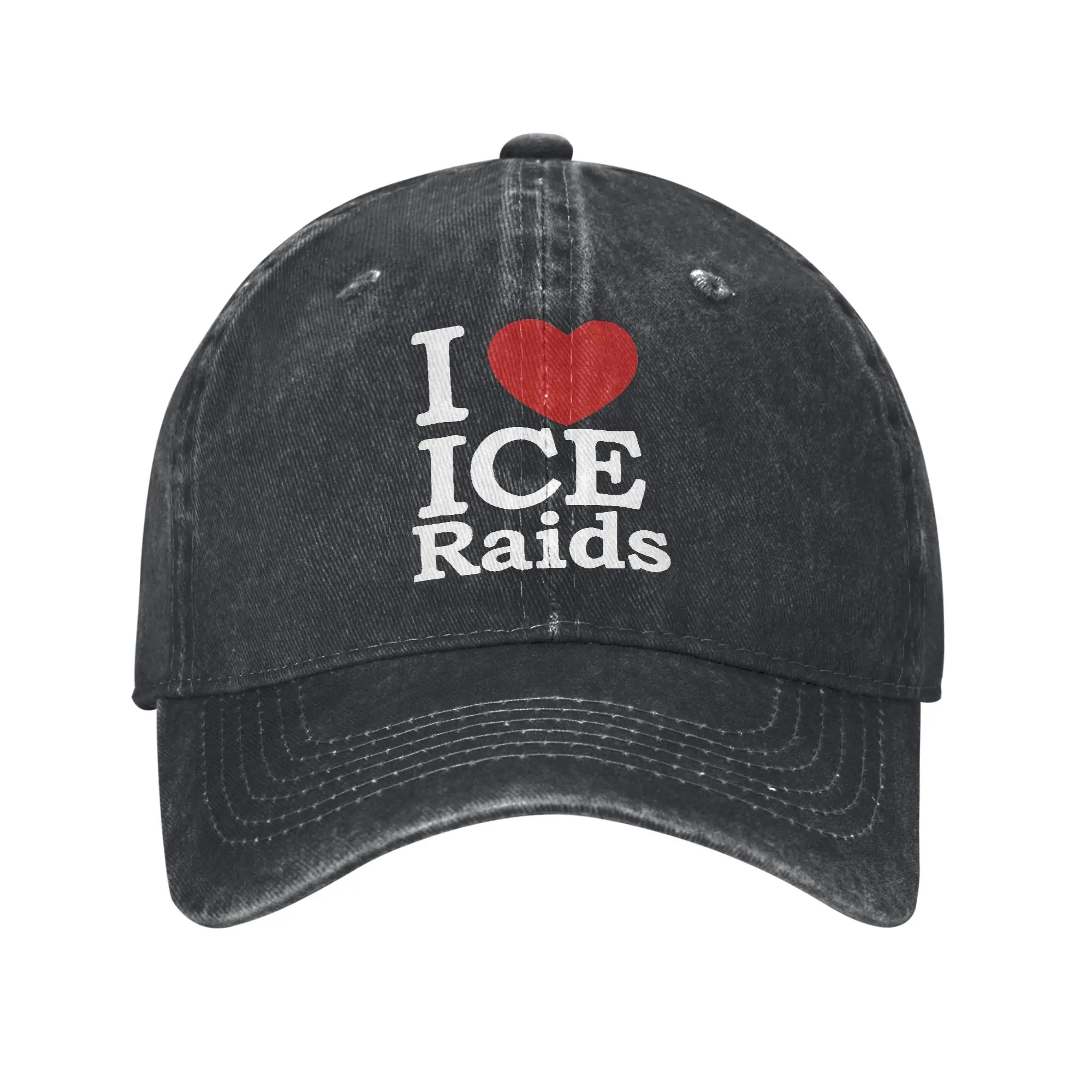 

I Love ICE Raids Baseball Cap Sun Tennis Skate Wholesale Washed Hip Hop Hats Unisex Men Fashion Custom Logo Baseball Caps