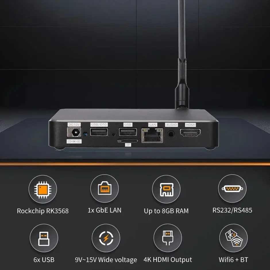 Liontron Mini PC Industrial-Grade Rockchip RK3568 Quad core A55 64 bit 2.0Ghz Gigabit Ethernet Ultrathin Handheld Computer