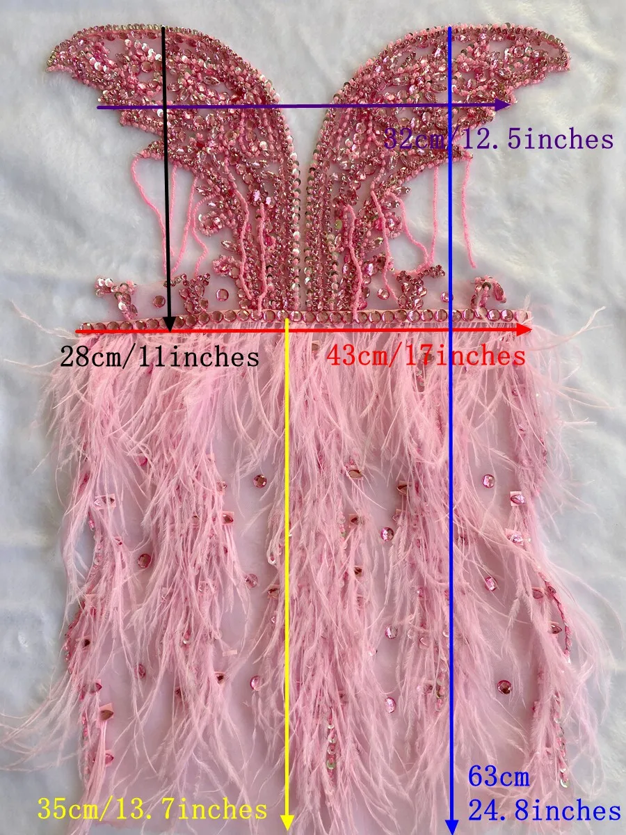 14 Colors Beaded Tulle Apparel Decoration Sweetheart Evening Dress Fabric Handmade Diamond Ostrich Feather Accessories Material