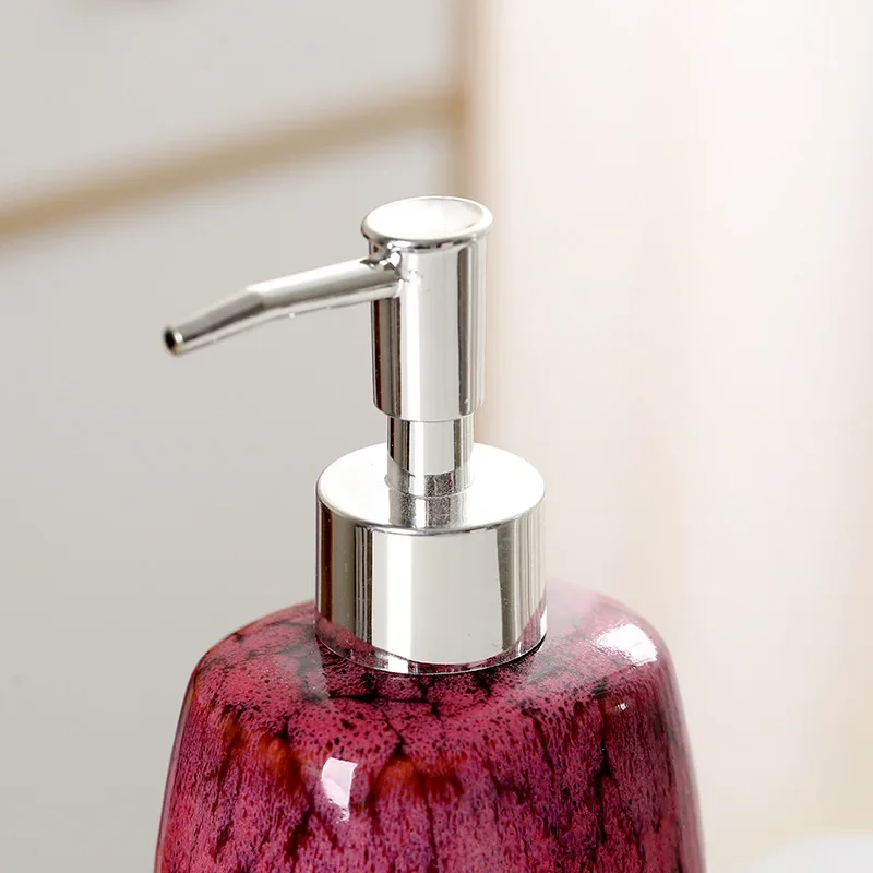 300ml Soap Dispenser Hand Washing Liquid Bottle Ceramic Kiln Change Shampoo Shower Gel Stainless Steel Pump Head Lotion Bottle