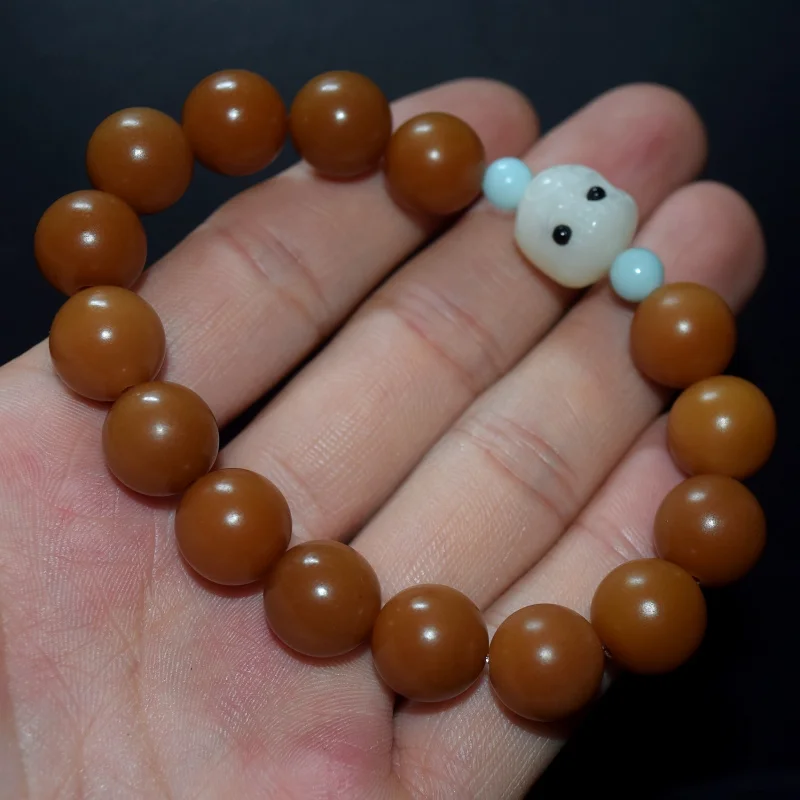 Weathered white jade bodhi root Buddhist bead bracelet, decorative prayer beads, necklace pendant for men and women, fortune cat