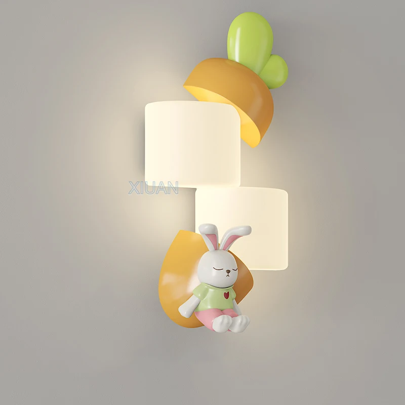 Carrot Rabbit Lights Romantic Children's Room Wall Lamp Monkey Banana Panda Bamboo Nursery School Decorative Bedside Wall Lights