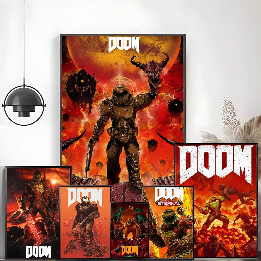 ملصق لعبة Doom عالي الدقة على الحائط اللاصق المقاوم للماء وغرفة المعيشة المنزلية وغرفة النوم والديكور الجمالي