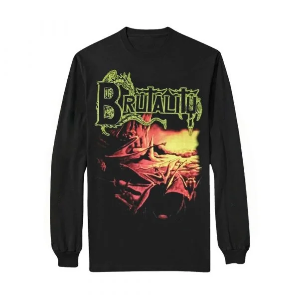 

BRUTALITY Осень/Зима 2025 г. - WHEN THE SKY TURNS ЧЕРНЫЙ Нейтральный уличный модный круглый вырез из чистого хлопка с принтом