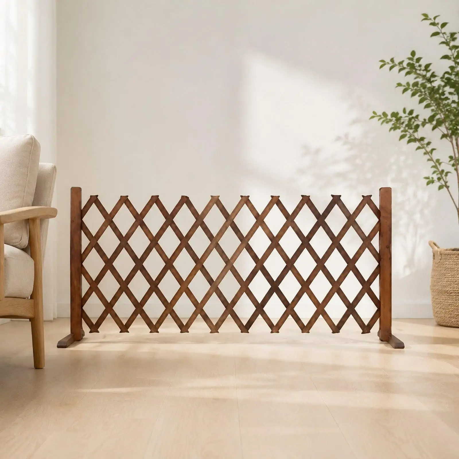 Wooden Expandable Garden Fence Retractable Trellis Gate Outdoor Yard Barrier for Home Privacy Screen Decoration