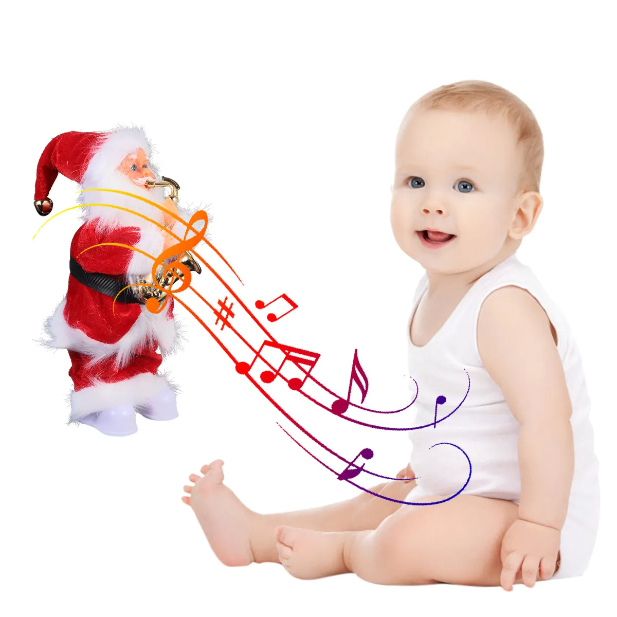 

Electric Music Santa Kids Interactive Xmas Ornament Christmas Decoration Santa Claus Decor Tabletop Desktop Festive Holiday Gift