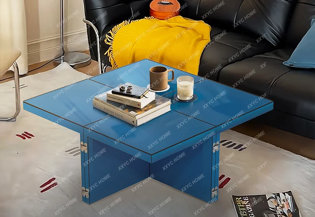 Living combination living room coffee table creative variable small apartment household blue square table