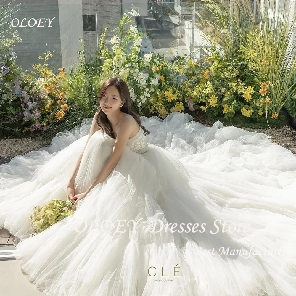 

OLOEY Pastrol Pick-ups Wedding Dresses A-line Korea Photo Shoot Dress for Bride Elegant Bridal Gown Floor-Length Customized