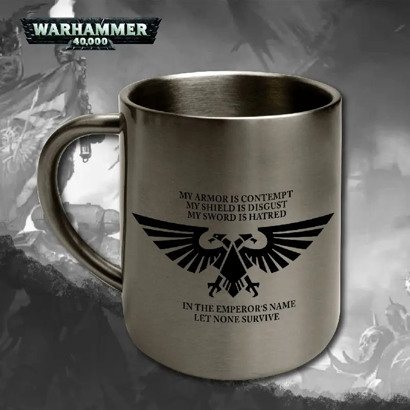 Warhammer 40K Metal Stainless Steel Cup Game Peripheral Imperial Double-Headed Eagle Peripheral Water Cup Mug Gift