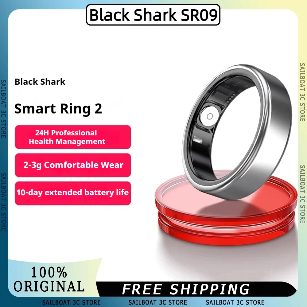 

Black Shark SR09 Second Generation Smart Ring IP68 Waterproof 2.5g Light Heart Rate Blood Oxygen Health Sleeping Monitoring GIFT