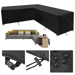 L Corner Outdoor Sofa Cover 420D Heavy Garden Rattan Corner Furniture Cover V Shape Waterproof Sofa Cover