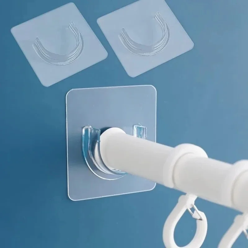 6/10Pcs Clear Adhesive No Drill Curtain Rod Brackets - Easy ToInstall Shower Rod Brackets For Bathroom view 3