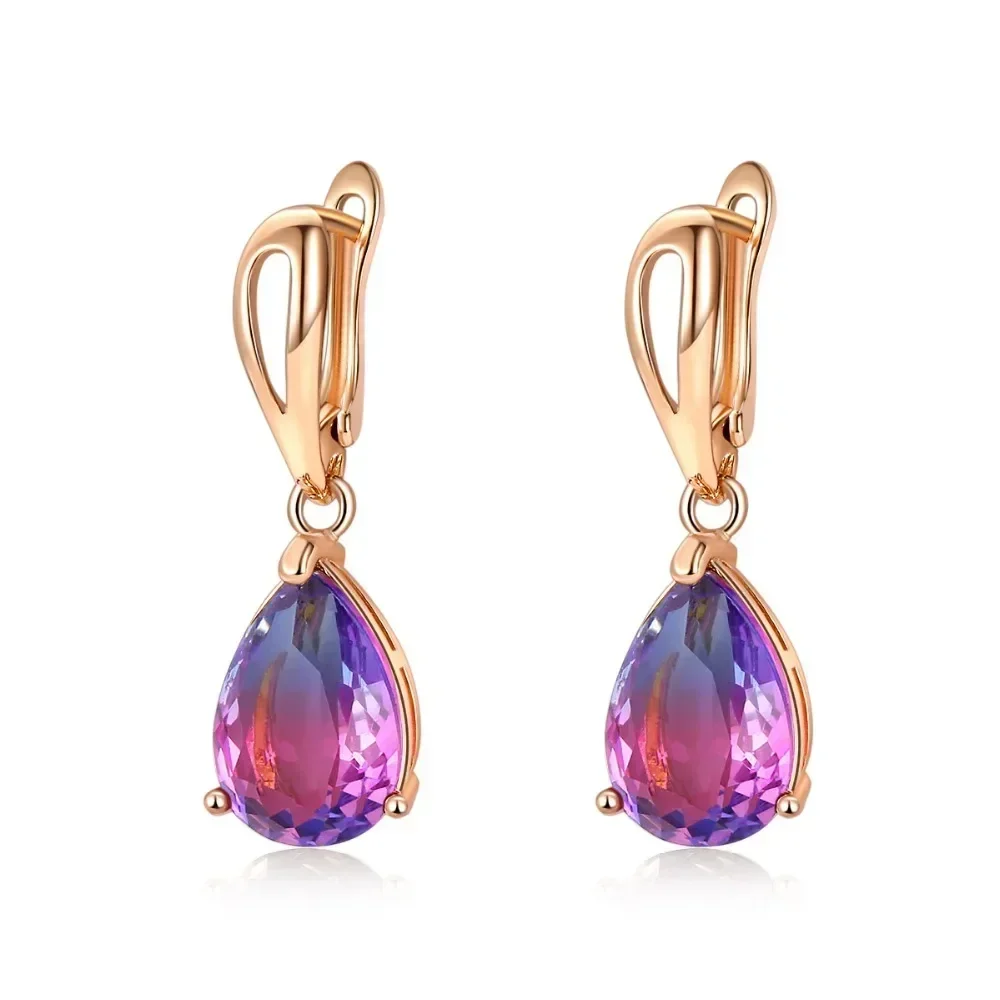 latest fashion jewelry Tourmaline 10*14 drop earrings plated KC gold earrings Crystal from Austrian for Women