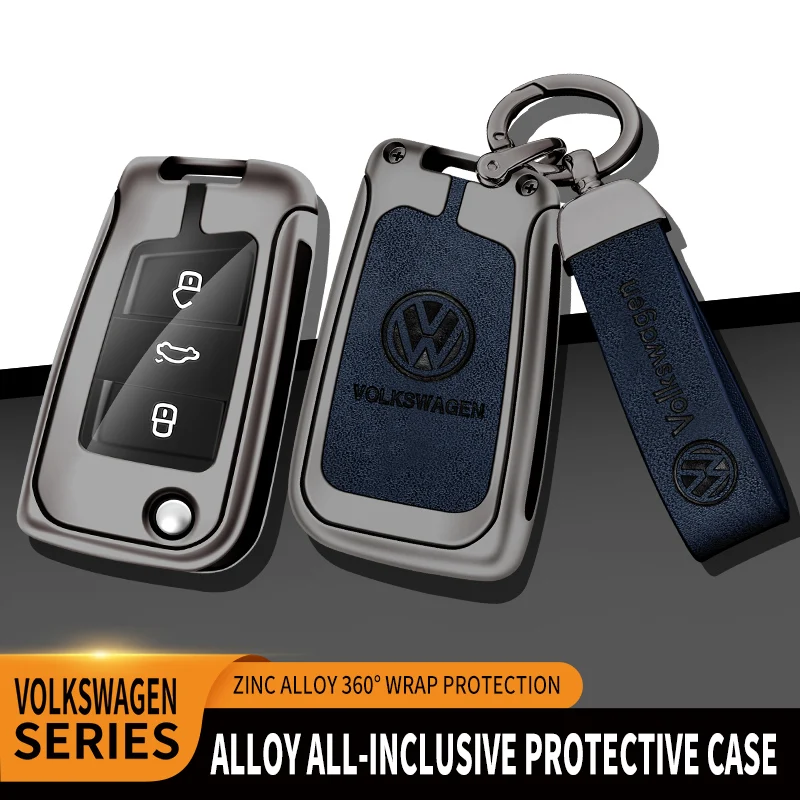 For Volkswagen VW Tiguan MK2 Golf 7 MK7 T-Cross T-ROC Polo Touran Car TPU Zinc Alloy Key Case Bag Car Key Chain Metal Key Shell