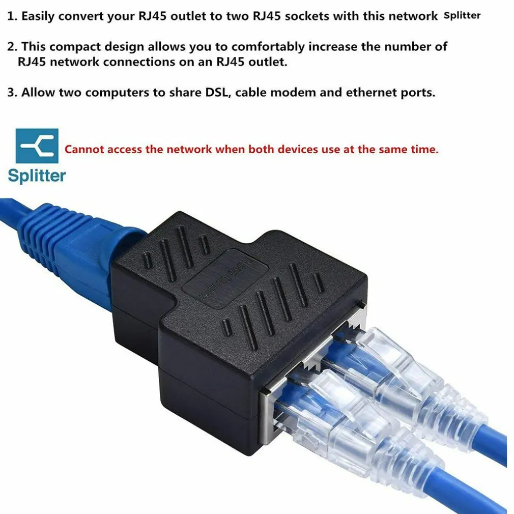 Splitter Ethernet RJ45 Kabel Adapter 1 Tot 3 Poort Lan Network Connector Voor Networking Extension