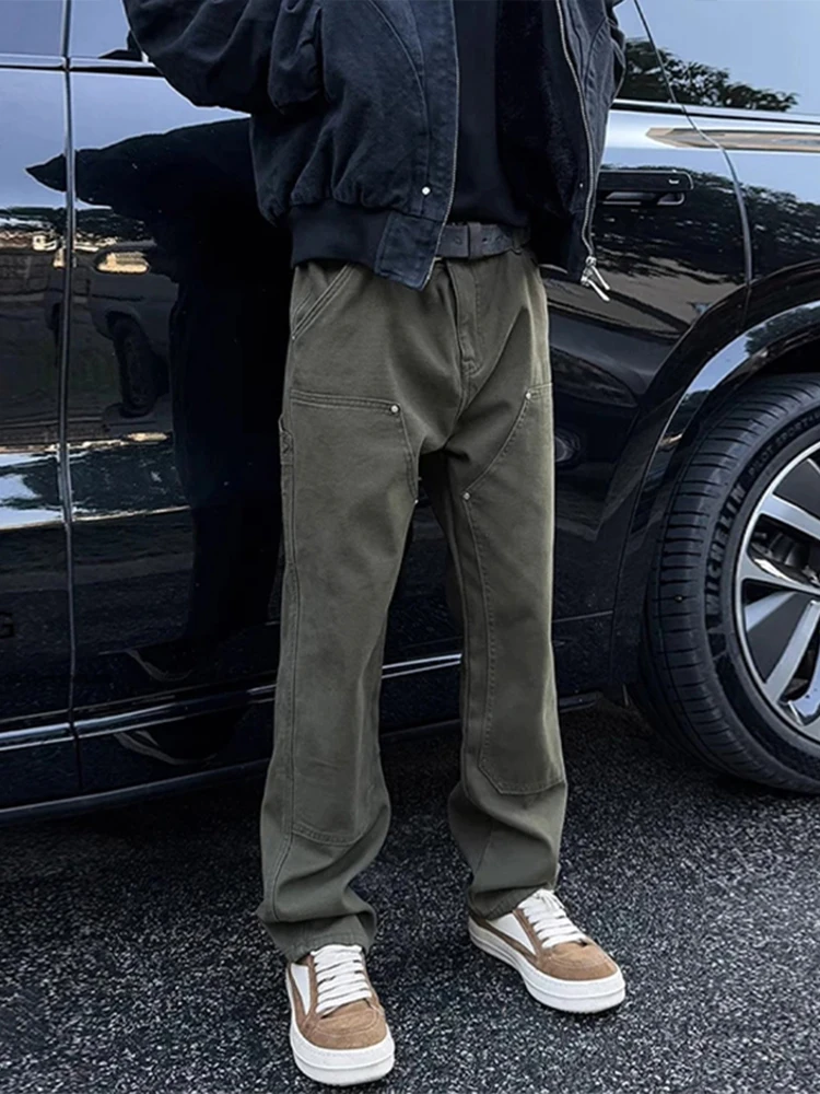 

Military een Logging Men's Jeans Autumn Winter CleanFit Slim Straight Workwear Pants High Street Waed Casual Trousers