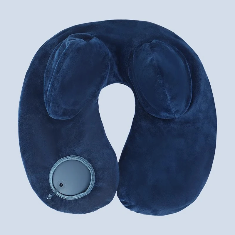 U-Shaped Travel Neck Pillow Self-Inflatable Neck Support Lightweight Ergonomic Sleeping Neck Pillow for Airplane Car Office